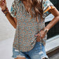Bohemian style V-neck loose fitting blouse