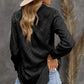 Black Shiny Satin Buttons Shirt