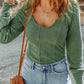 U Neck Textured Long Sleeve Top