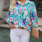 Paisley Print 3/4 Lantern Sleeve Shirt