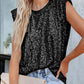 Apricot Sequin Round Neck Tank Top