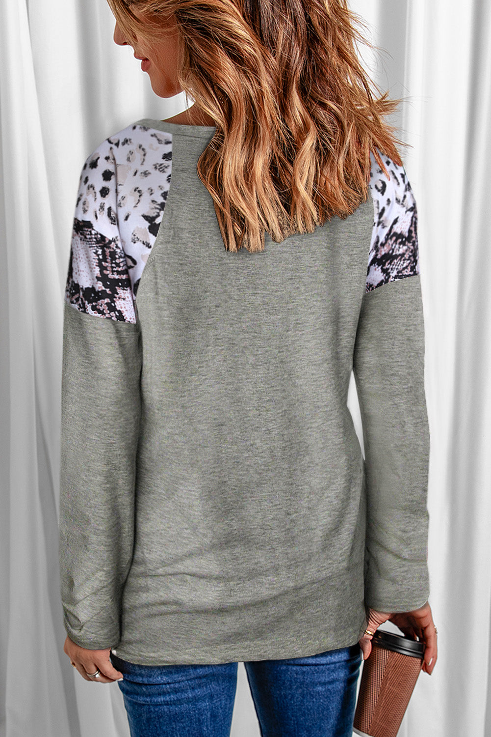 Long Sleeve Top With Leopard Snakeskin Print