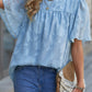 Floral Textured Ruffled Half Sleeve Babydoll Top