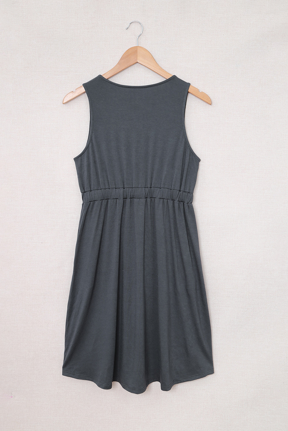 Buttons Sleeveless High Waist Mini Dress