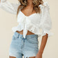 White Ruffle Puff Sleeve Crop Top