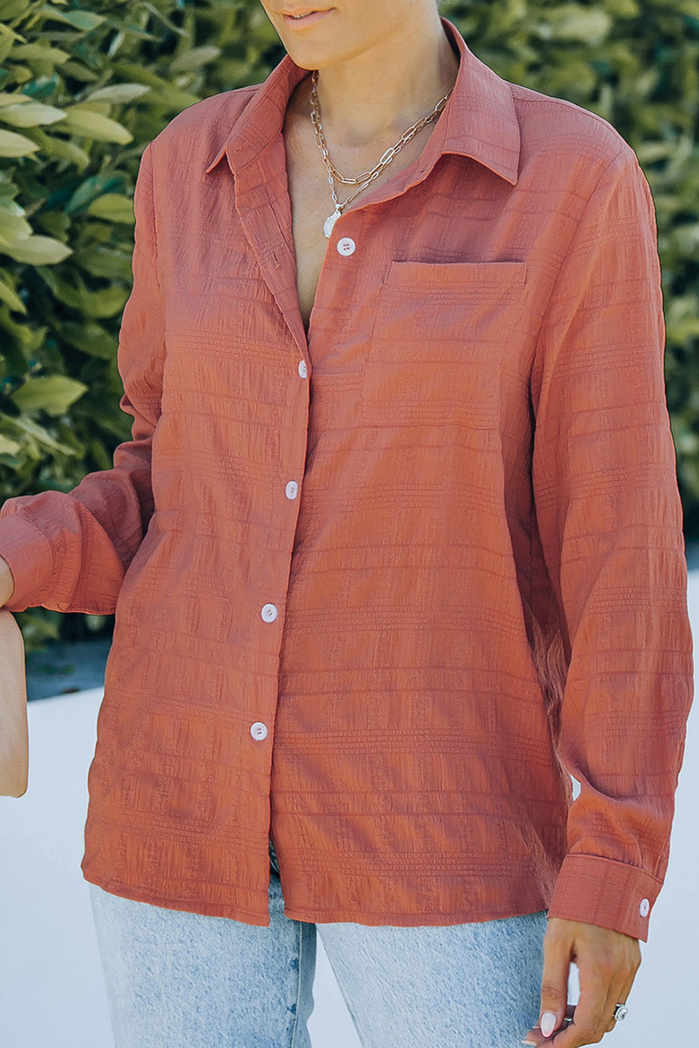 Turn-down Collar Textured Shirt