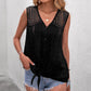 Lace Tie Front Button Tank Top