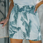 Green Tropical Leaf Smocked Shorts