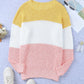 Colorblock Bubble Sleeve Plus Size Sweater