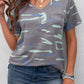 V Neck Front Pocket Leopard Tee