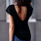 Black Hollow-out Back Cap Sleeve T-shirt