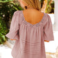 Puff Sleeve Eyelet Babydoll Blouse