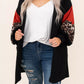 Black Leopard Color Block Sleeve Plus Size Cardigan