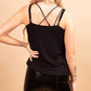 Black Adjustable Straps Rhinestone Tank Top