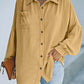 Frill Pocket Drop Shoulder Puff Sleeve Shirt