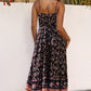 Lace-up Front High Waist Floral Maxi Dress