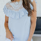Lace Splicing Ruffled Short Sleeve T-shirt