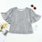 Gray Ruffled Sleeves Sequin Blouse