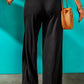 Black Side Slit Wide Leg Mid Waist Pants