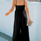 Black Front Knot Smocked Back Spaghetti Straps Jumpsuit