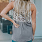 Leopard Spliced Flowy Ruched Tank