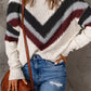 Chevron Striped Drop Shoulder Sweater