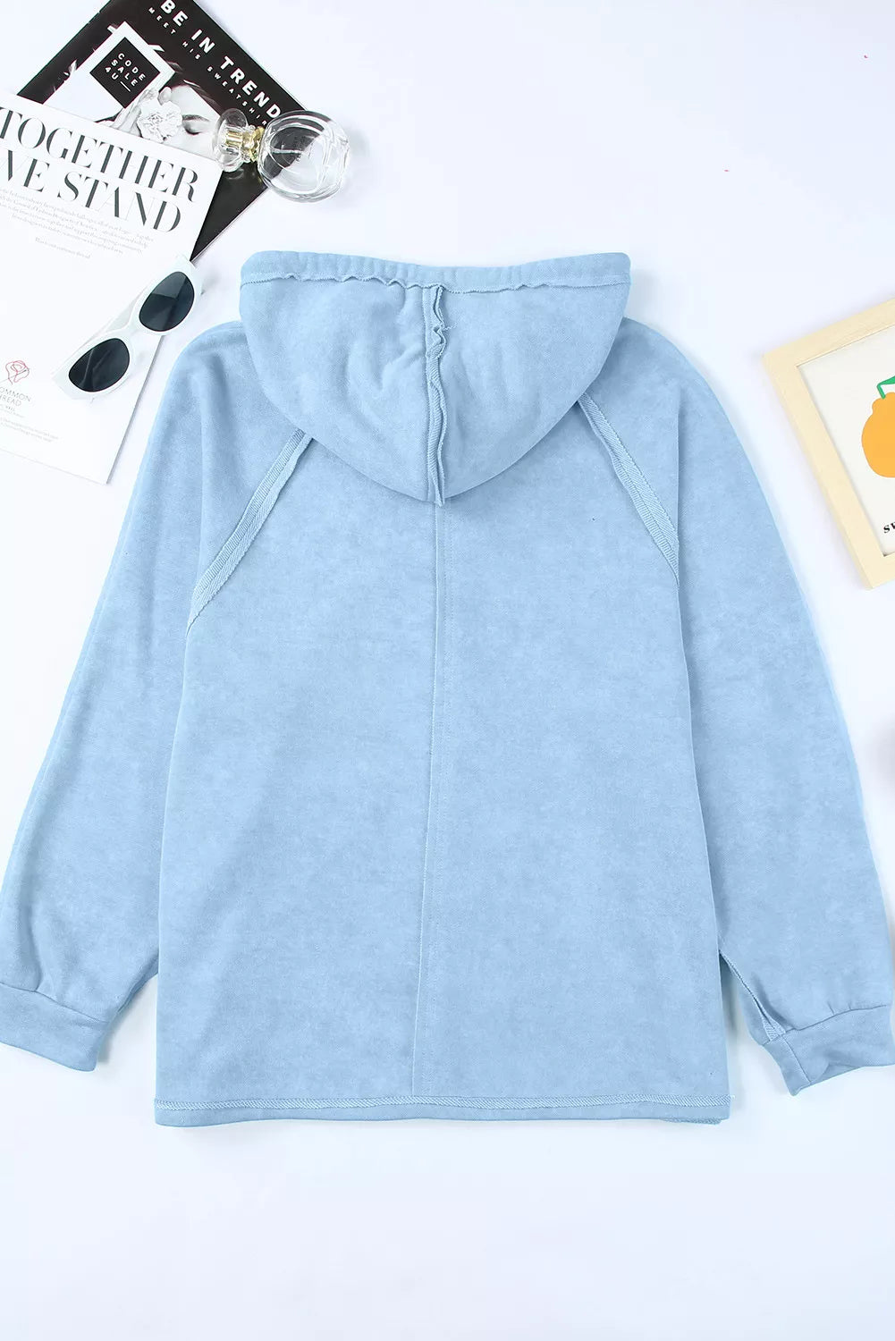 Solid Color Oversized Zip Up Hoodie with Pockets