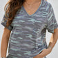 V Neck Front Pocket Leopard Tee