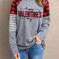 Gray Happy Valentine Day Graphic Buffalo Plaid & Stripe Top