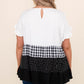 White Plaid Dot Ruffled Plus Size Babydoll Top
