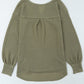 Waffle Knit Split Neck Pocketed Loose Top