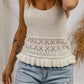 Beige Crochet Ruffled Hem Knitted Vest