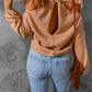 Apricot Twist Cutout Back Rib Cuffs Sweater