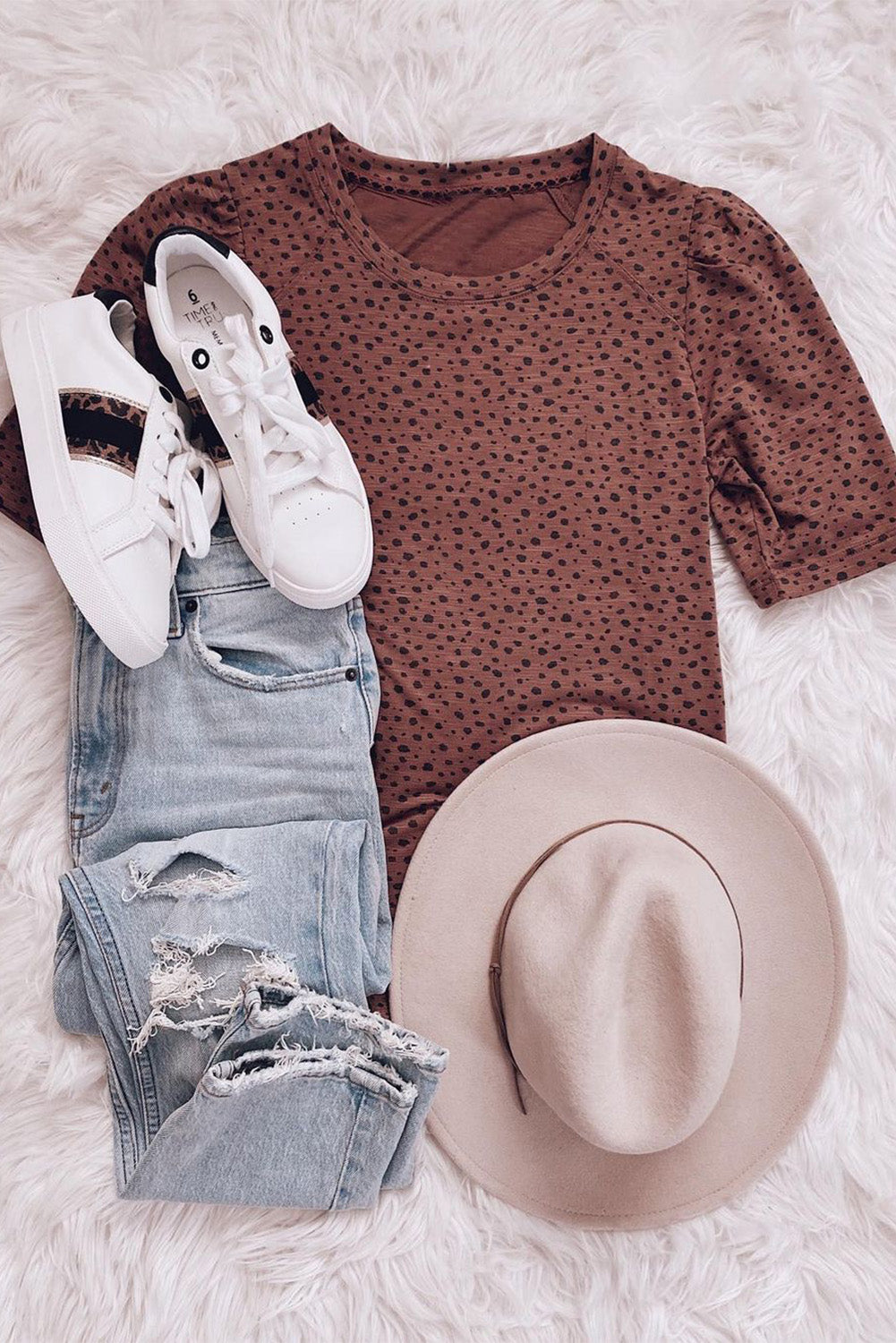 Leopard Spotted Short Raglan Sleeve T Shirt
