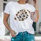 White Leopard Heart Shape Rugby Print Short Sleeve T Shirt