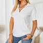 Collared V Neck Drop Sleeves T-shirt