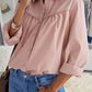 Plain Pleated Bust Cuffed Sleeves Shirt