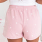 Pink Cute Heart Print Drawstring Lounge Shorts