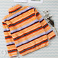 Multicolor Striped Kangaroo Pocket Buttoned Sherpa Sweatshirt