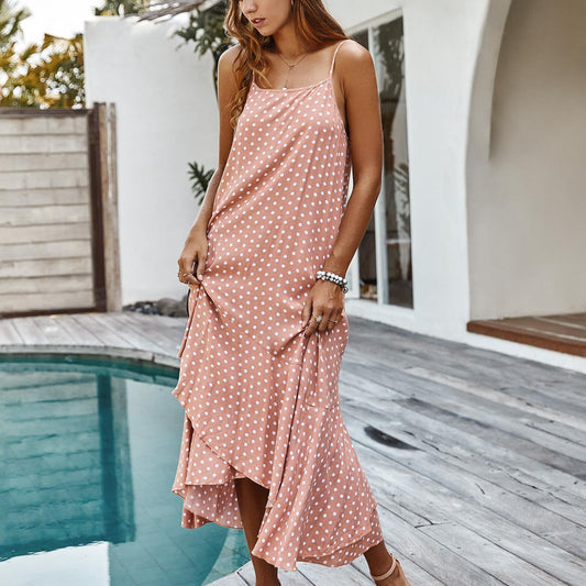 Bohemian style ruffled halter dress