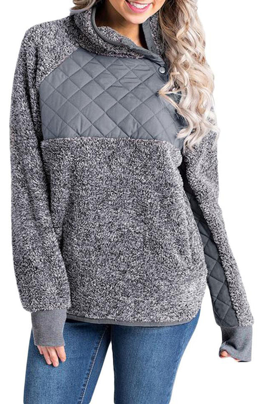 Fleece Asymmetrical Snap Pullover
