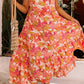 Floral Print Ruffle Sleeve Tiered Long Dress