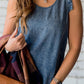 Sky Blue Ruffled Denim Tank Top