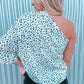 White Leopard Asymmetric One Shoulder Blouse