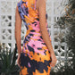 Print Hollow Out Twist Bodycon Mini Dress
