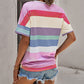 Multicolor Striped Short Sleeve Top with Knot