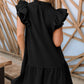 Tiered Ruffled Sleeves Mini Dress with Pockets