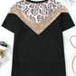 Black Leopard Sequin Waffle Knit Short Sleeve T-shirt