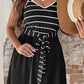 Black Spaghetti Straps Striped Cami Dress with Sash