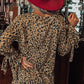 Leopard Print Cuff Knot Long Sleeve Blouse